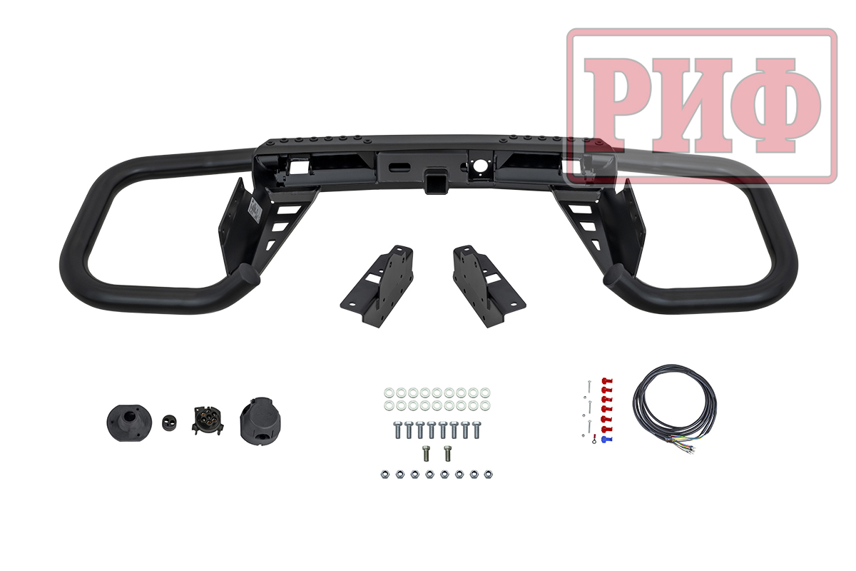 картинка Бампер задний РИФ Mitsubishi Pajero IV c квадратом под фаркоп