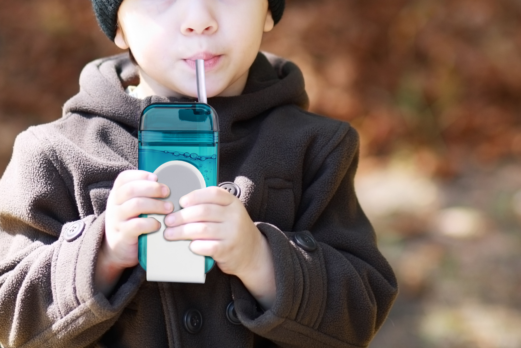 картинка Бутылка JUICY DRINK, 290 мл, бирюза/белый