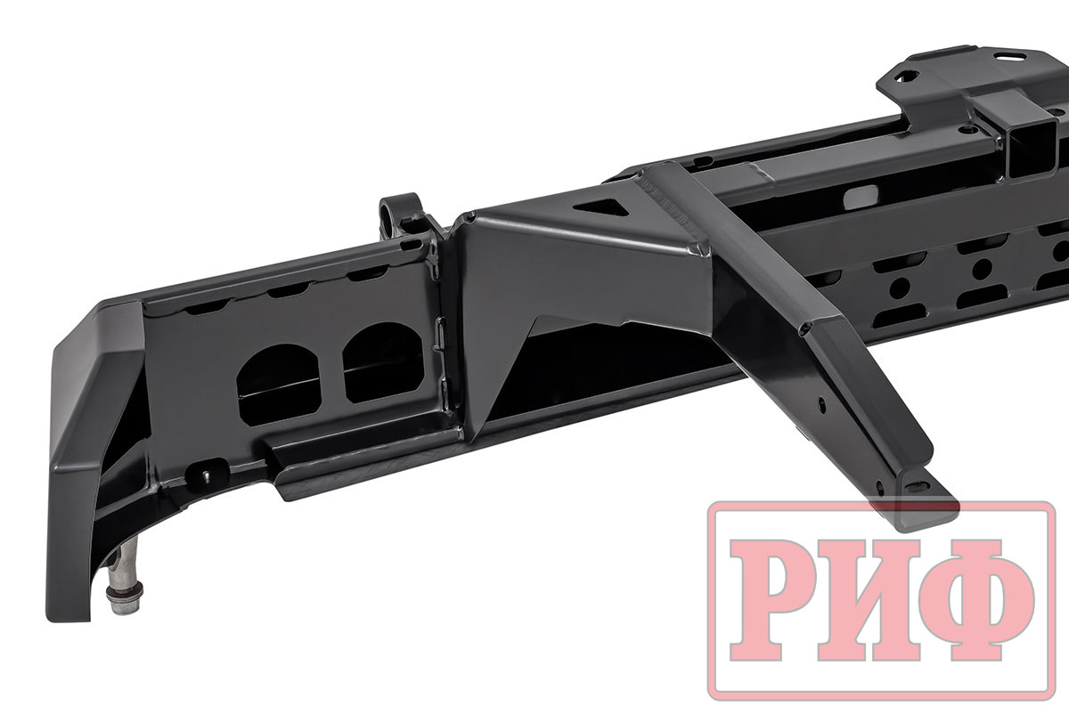 картинка Бампер задний РИФ ГАЗ Соболь с квадратом под фаркоп и калиткой (слева), лифт 50 мм