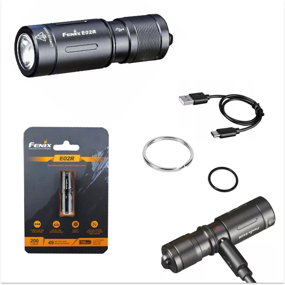 Фонарь Fenix E02R, черный
