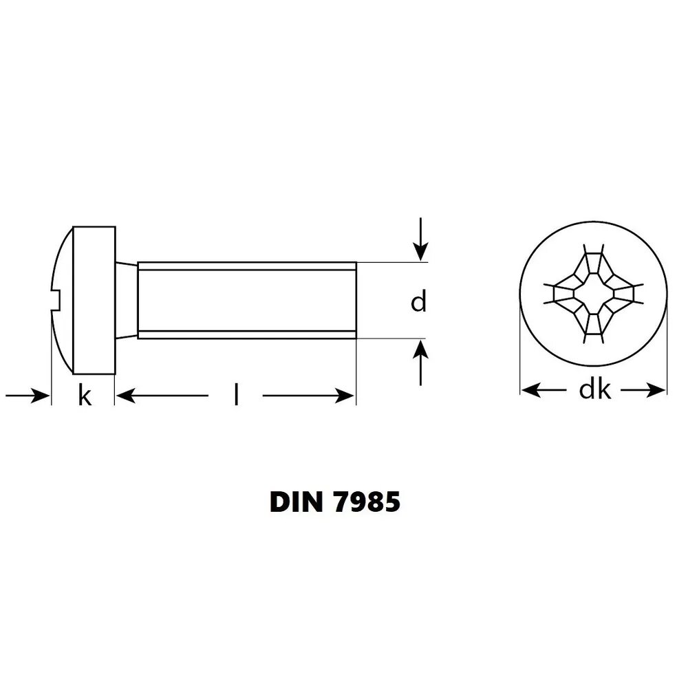картинка Винт М 5х12 с полукруглой головкой DIN 7985
