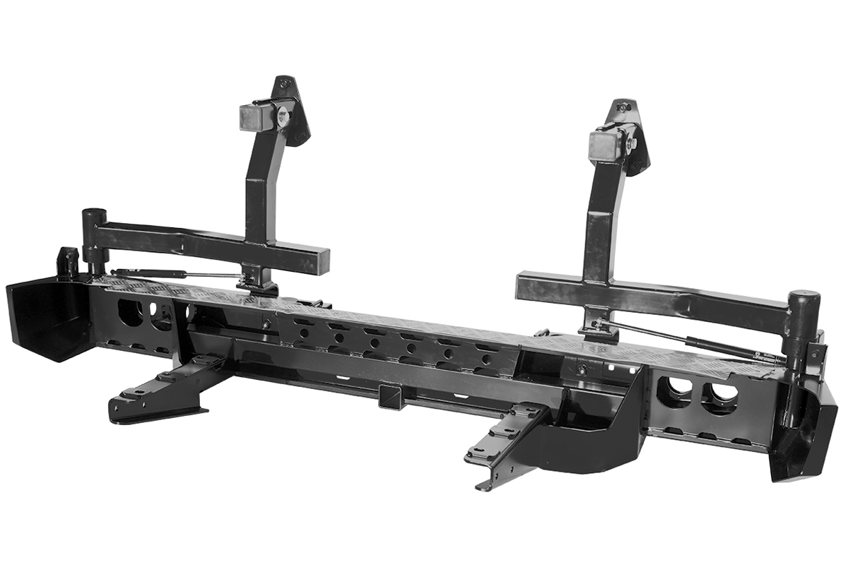 картинка Бампер задний РИФ для ГАЗ Соболь 1999+ с квадратом под фаркоп, 2-мя калитками и фонарями стандарт
