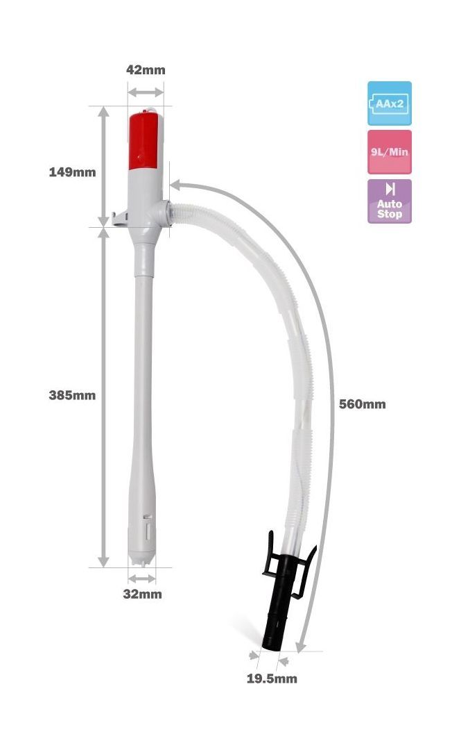 картинка Насос электрический для перекачки топлива на батарейках с чехлом для хранения
