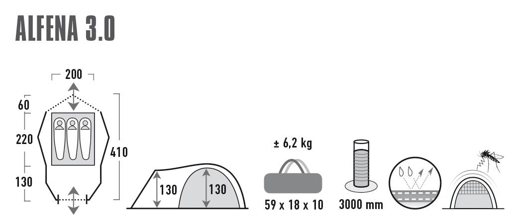 картинка Палатка High Peak Alfena 3 nimbus grey, 410x200x130 (Серый)