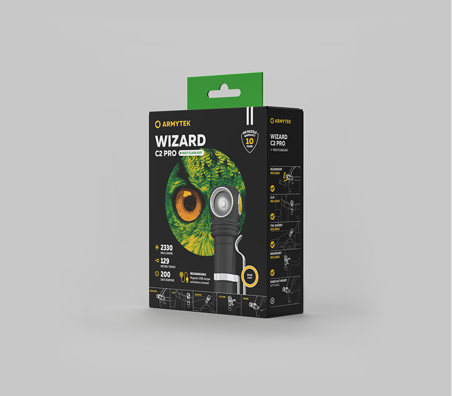 картинка Налобный фонарь ARMYTEK WIZARD C2 Pro Magnet USB  ТЕПЛЫЙ