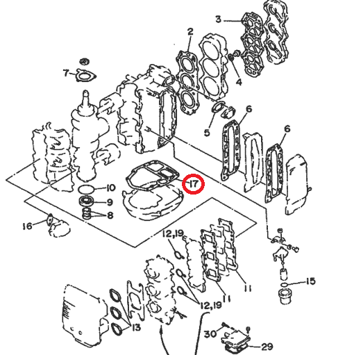 картинка Прокладка под блок Yamaha 40-50 (PREMARINE)