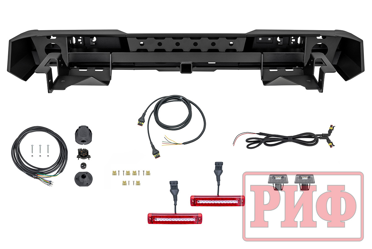картинка Бампер задний Changan Hunter Plus с квадратом и фонарями РИФ силовой
