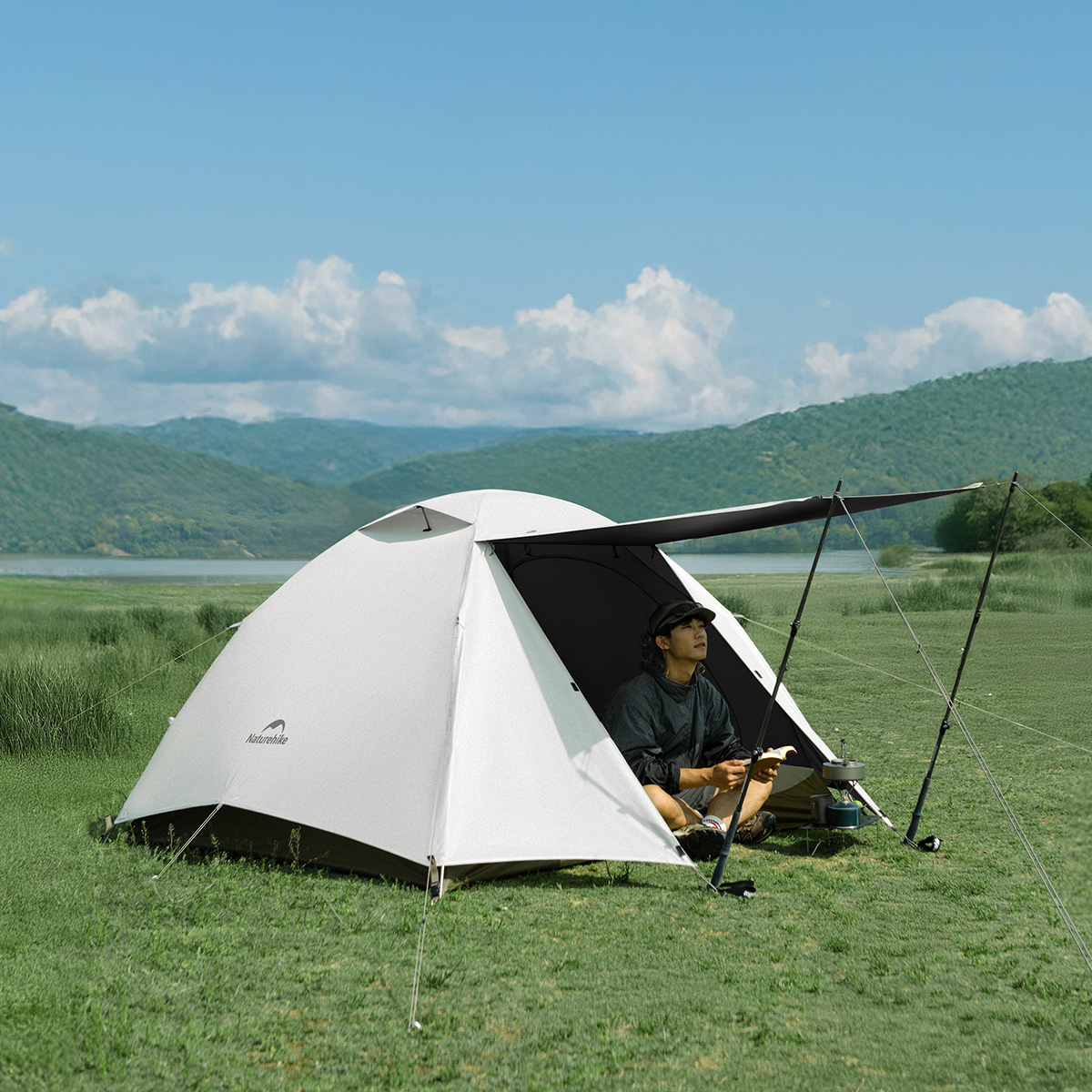 картинка Палатка Naturehike Cloud-Creek CNK2300ZP024, двухместная, Vinyl Edition, белый