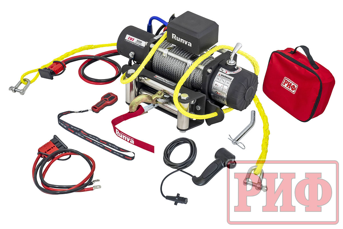 картинка Переносная лебедка РИФ 9500S c квадратом для фаркопа, сталь (облегченная)