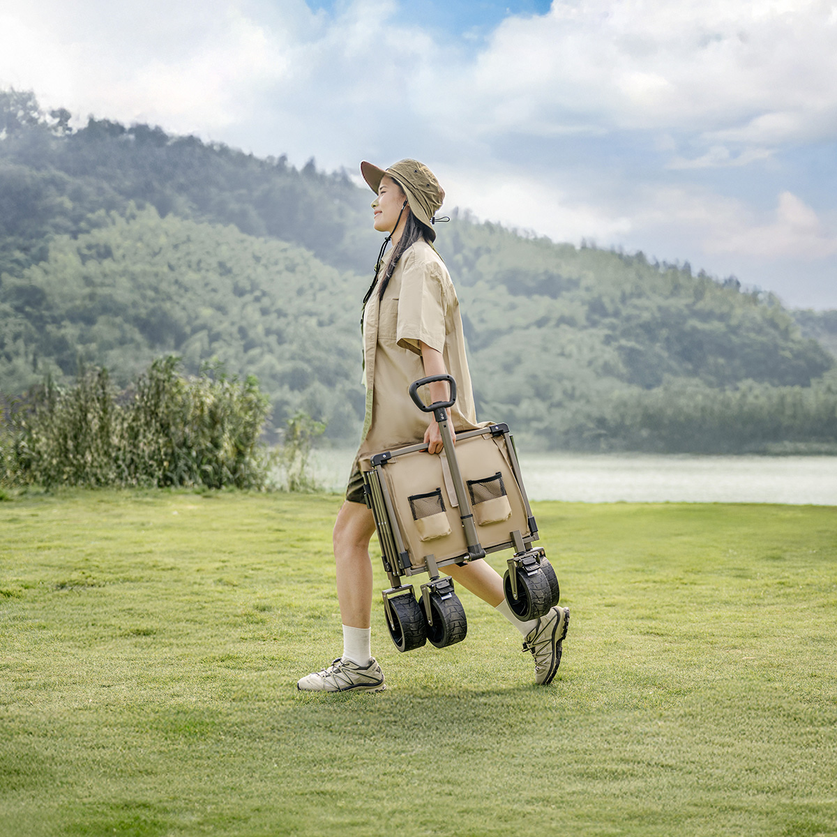 Тележка туристическая Naturehike Light 88х51х97 см, 100+50 л, коричневая
