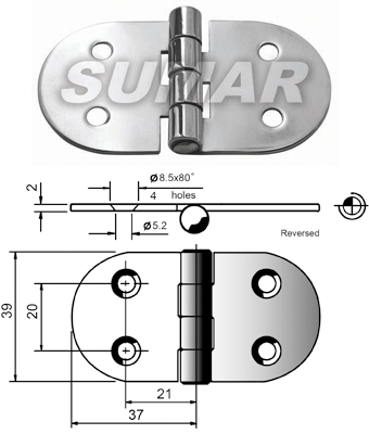 картинка Петля 74х39 мм, нержавеющая