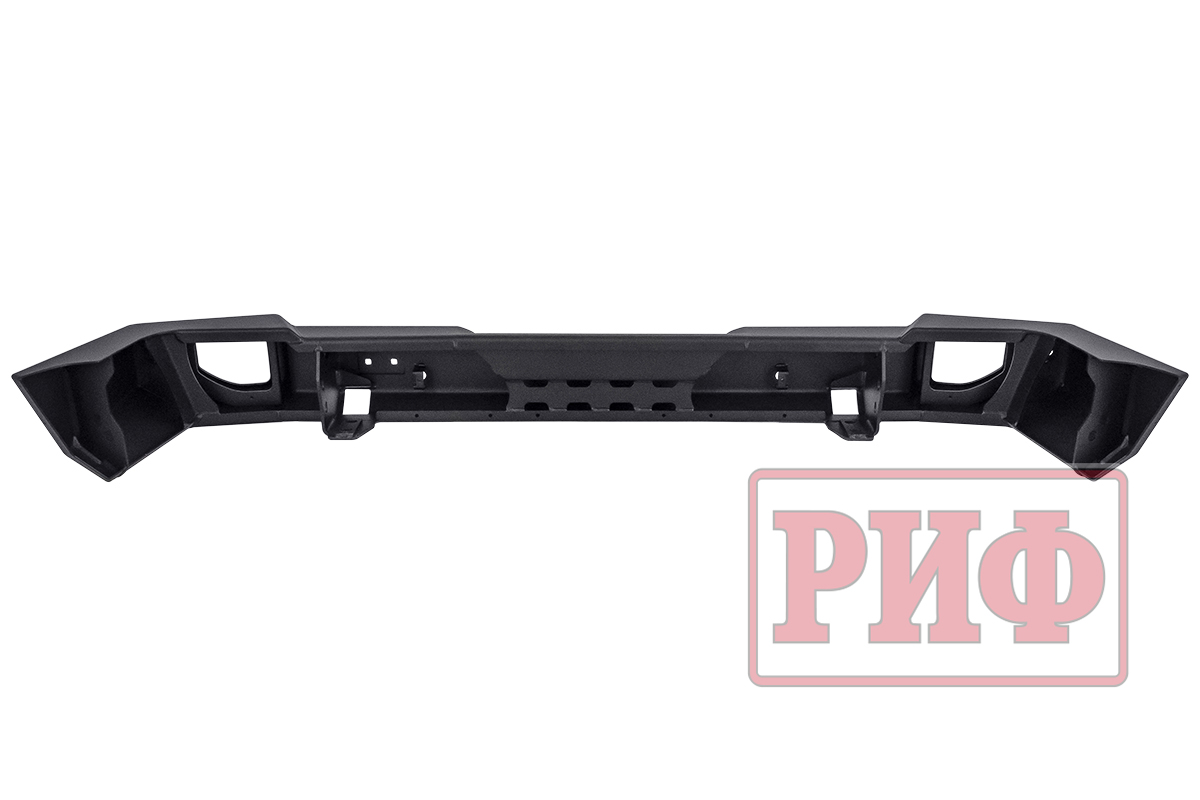 картинка Бампер задний РИФ Jeep Wrangler JL 2018+ с квадратом под фаркоп и фонарями, стандарт