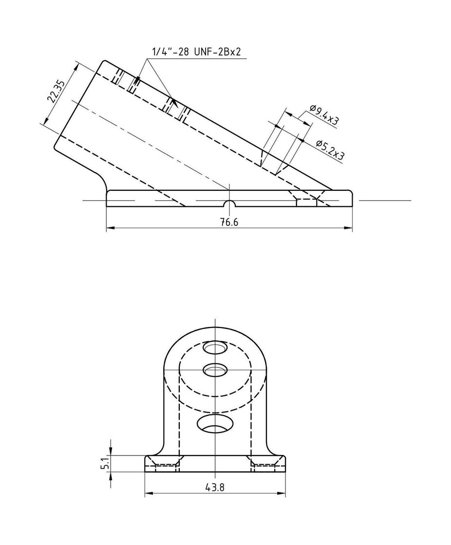 картинка Основание стойки леера 7/8" (22,2 мм), 30 град, прямоугольное
