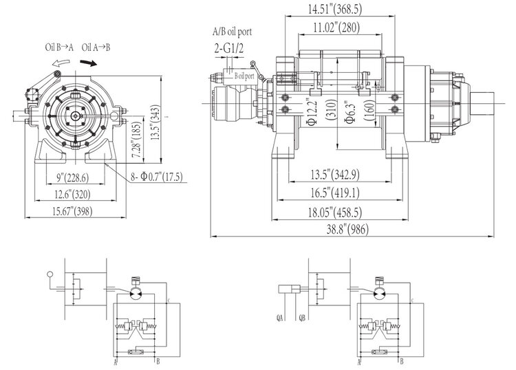 картинка Гидравлическая лебедка ЛПГ115И Мамонт с механическим переключателем свободной размотки