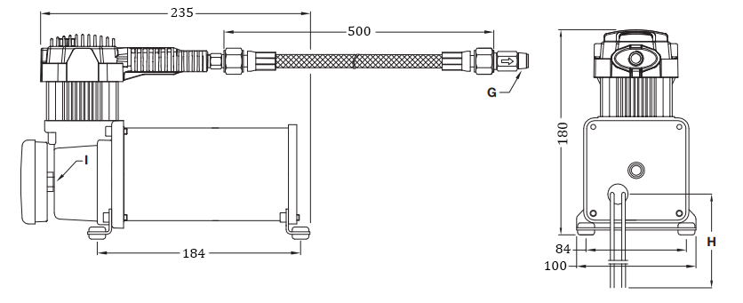 картинка Компрессор стационарный YURUI 72 л/мин 10,2 атм 24В