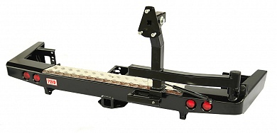 картинка Бампер задний РИФ УАЗ Патриот 2015+ с квадратом под фаркоп, калиткой и фонарями лифт 40 мм