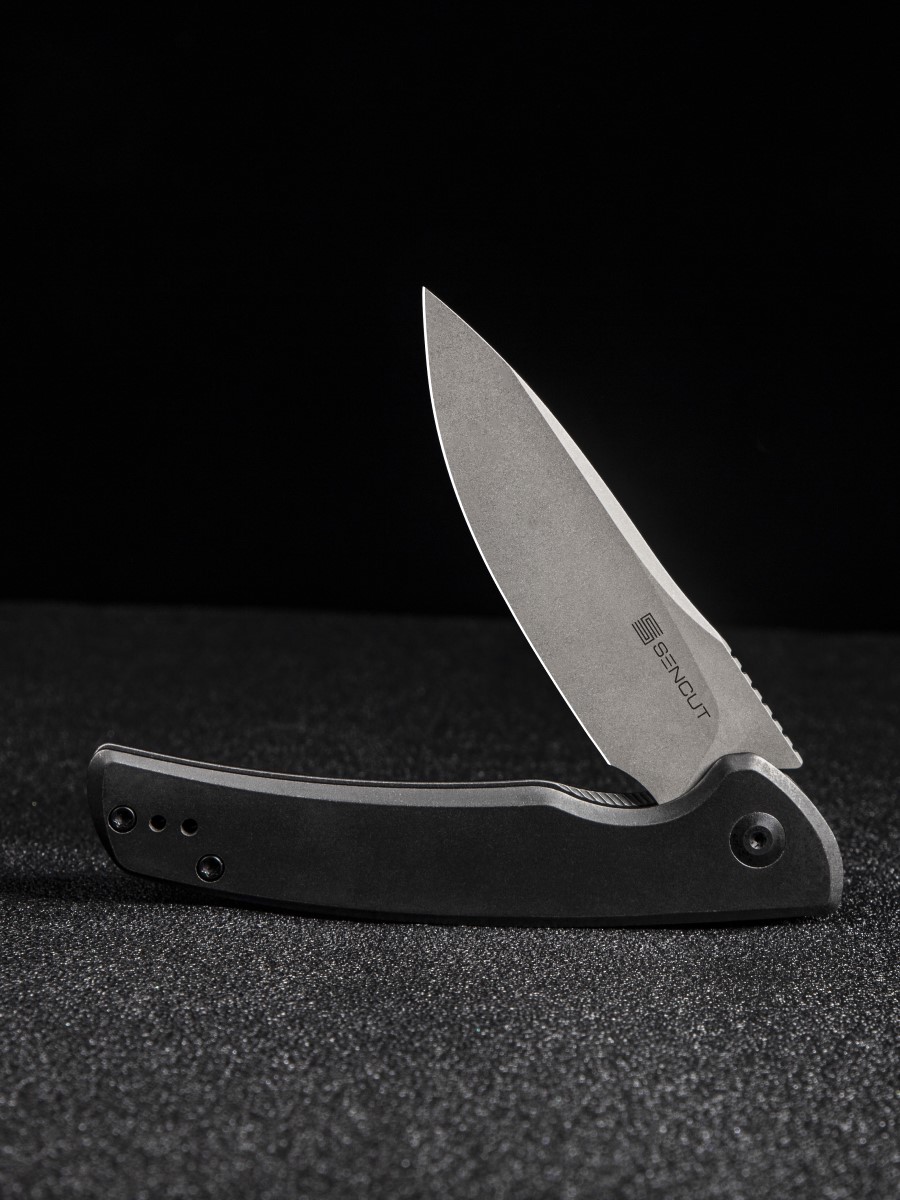 картинка Складной нож SENCUT Tynan 10Cr15CoMoV Steel Gray Stonewashed Handle Stainless Black