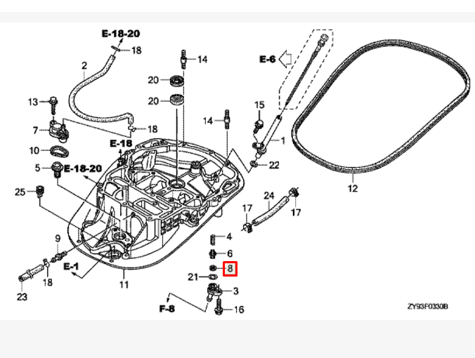 Прокладка сливного клапана Honda BF8-225 (Honda)