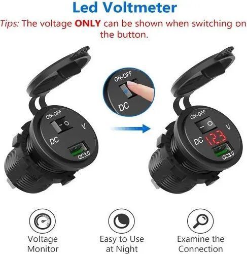 картинка Разъем USB Charger QC3.0 с вольтметром