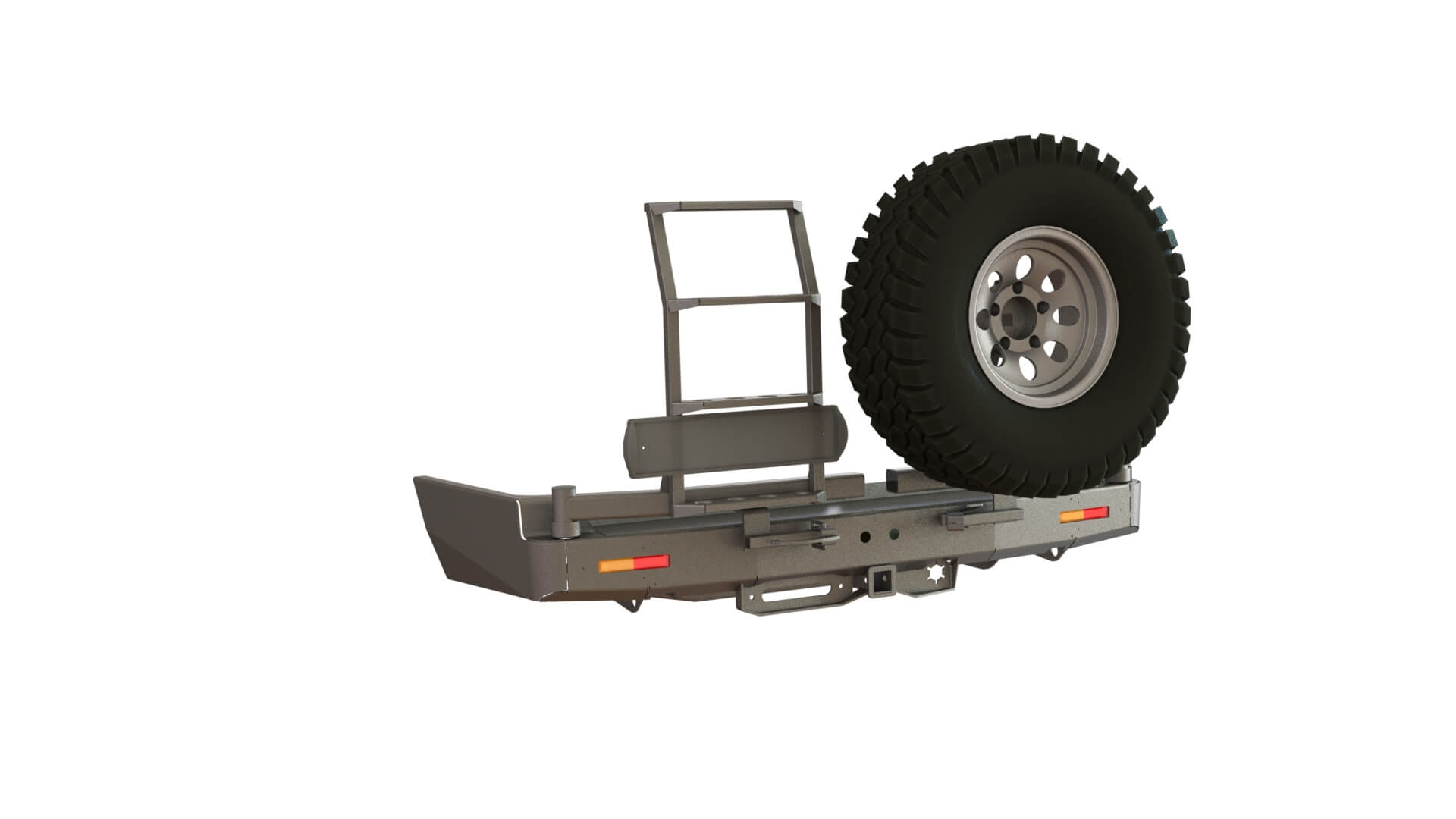 картинка Бампер силовой задний Toyota Land Cruiser 100 квадрат, лебедка, калитка справа, лестница слева, фонари