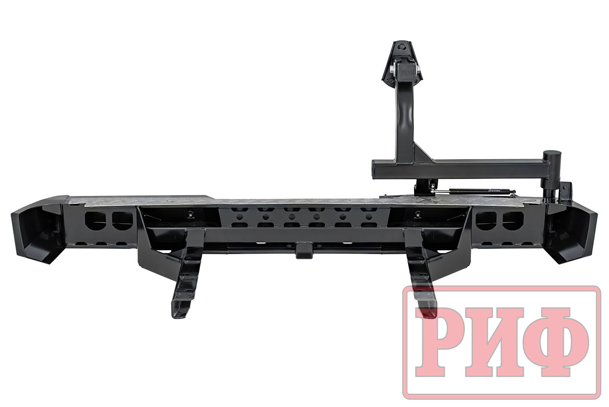 картинка Бампер задний РИФ ГАЗ Соболь с квадратом под фаркоп и калиткой (слева), лифт 50 мм