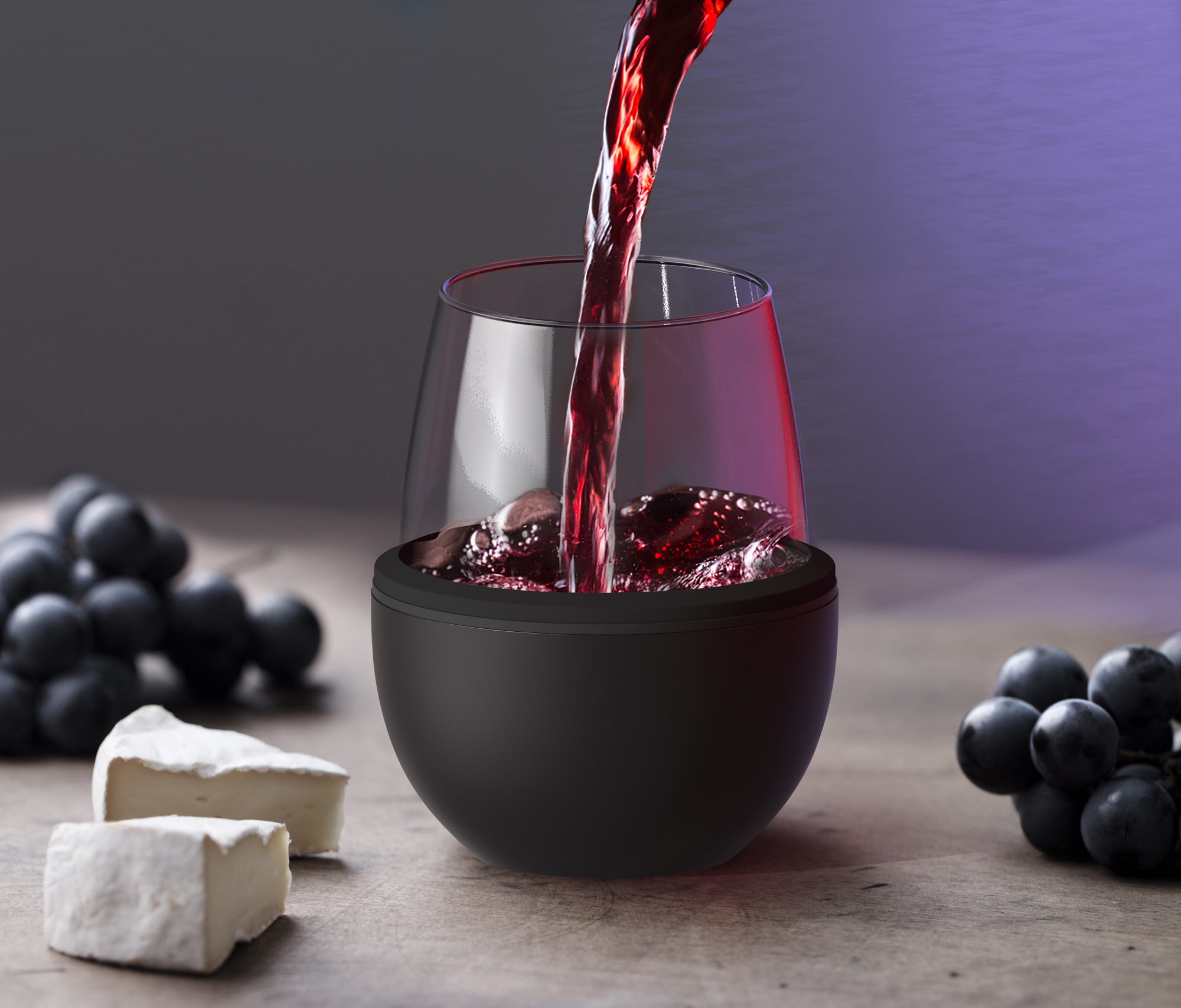 картинка Термобокал для вина WINE KUZIE 440 мл, черный