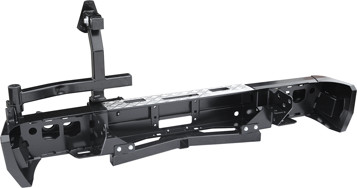 картинка Бампер задний РИФ для Toyota Tundra 2007+ с площ. под лебёдку, квадратом под фаркоп, калиткой и фонарями