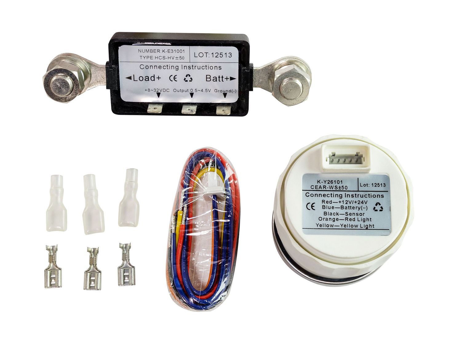 картинка Амперметр цифровой -/+50 А, белый циферблат, нержавеющий ободок, д. 52 мм