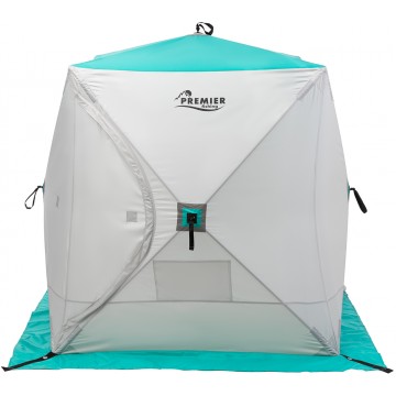 картинка Палатка зимняя PREMIER Куб утепленная 1,8х1,8, бирюза/серый