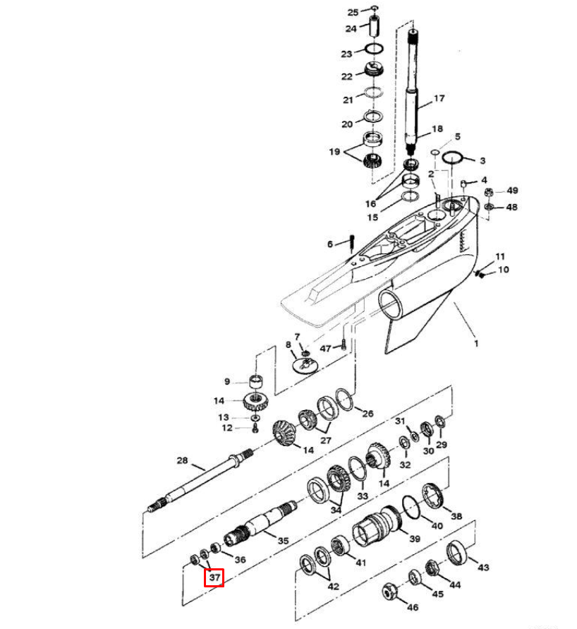 картинка Сальник редуктора MERCRUISER - BRAVO I/II/III  (Mercury) QS