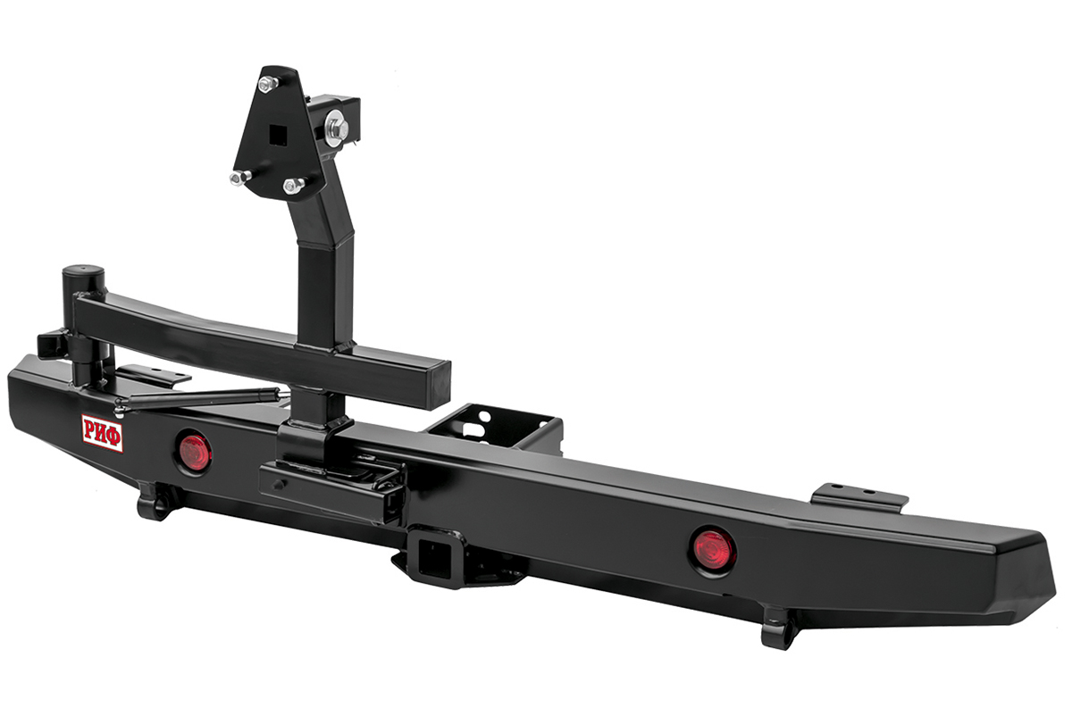 картинка Бампер задний РИФ УАЗ Хантер с квадратом под фаркоп, фонарями и калиткой стандарт