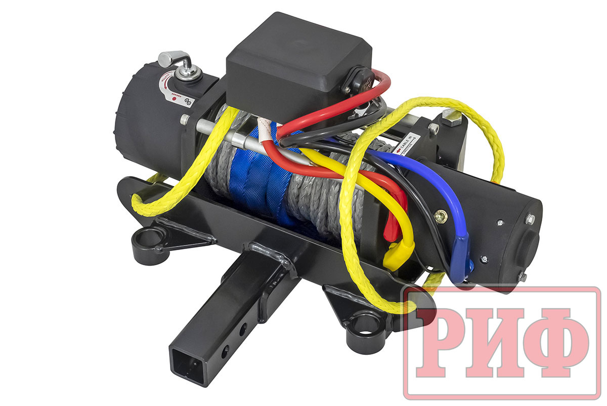 картинка Переносная лебедка РИФ 9500SR c квадратом для фаркопа, синтетика (облегченная)