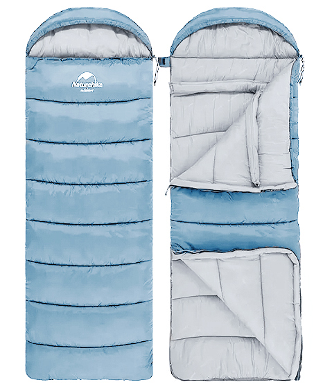 Мешок спальный Naturehike U250, (190х30)х75 см, (правый) (ТК: +6C), голубой