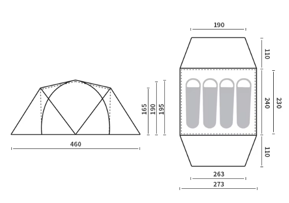 картинка Палатка Naturehike KOTA 4, 4-местная, алюминиевый каркас, олива