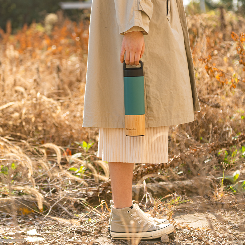 картинка Термос Naturehike NH20SJ035 530мл, голубой, бамбуковый, 6927595763391