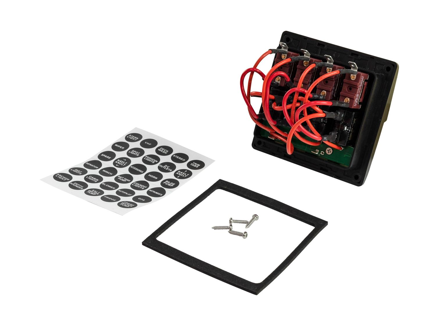 картинка Панель бортового питания 4 переключателя, индикация, автоматы