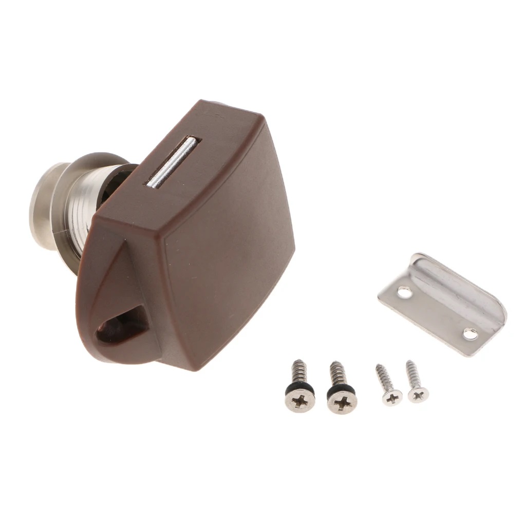 картинка Кнопка-замок мебельный BL01N-BPC коричневый (кнопка матовое серебро)