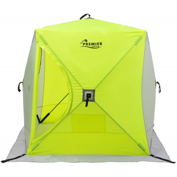 картинка Палатка зимняя PREMIER Куб 1,5х1,5 желтый люминисцентный/серый