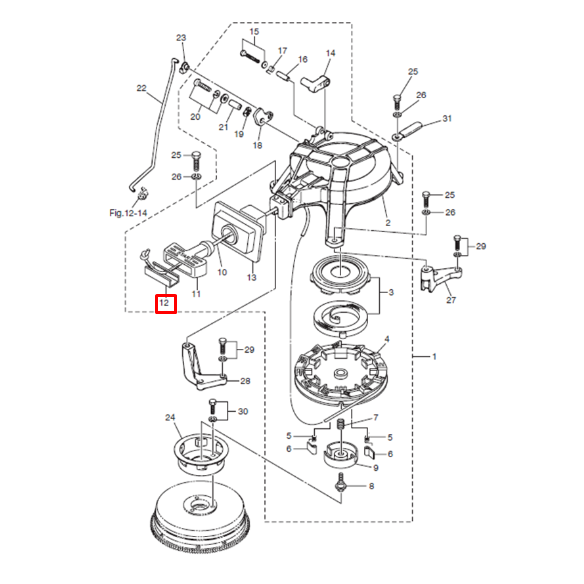 картинка Заглушка ручки ручного стартера Tohatsu 8-9.8 (PNFM40E-07022) (YUELANG)