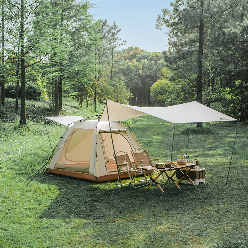 Палатка Naturehike Ango Picnic CNK2450WS021  трёхместная c навесом бежевая c черным
