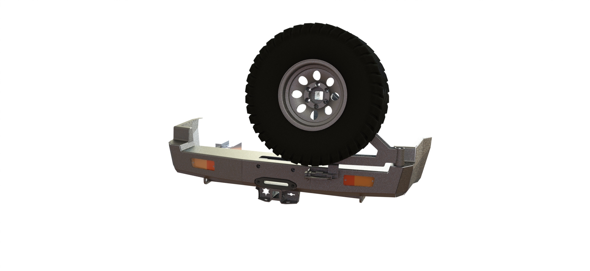 картинка Бампер силовой задний Nissan Patrol Y61 1997+ квадрат, лебедка, калитка справа