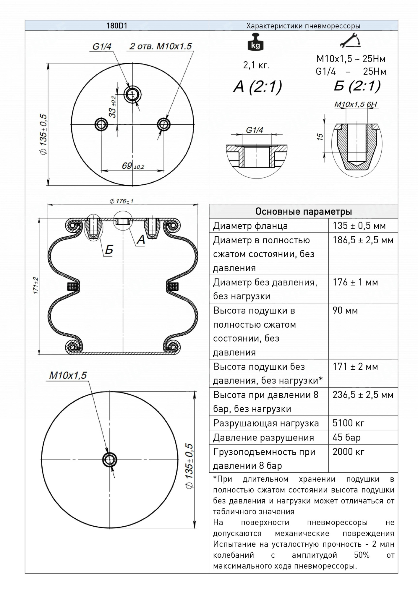 картинка Пневмоподушка в сборе Арайд 180D1 двух секционная