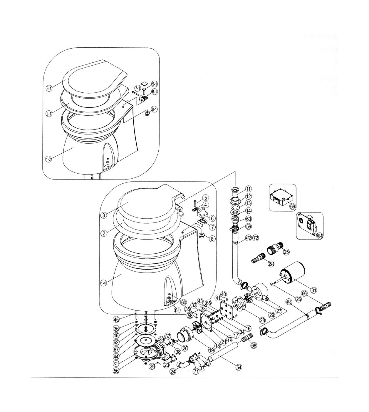 картинка Унитаз с электрической помпой 12 В