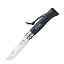 Нож Opinel №8 Trekking, нержавеющая сталь, кожаный темляк, серый, 001706