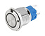 Кнопка без фиксации, подсветка синяя, 12 В, д. 19мм